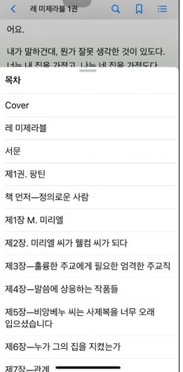 Table of contents for Les Misérables listing the preface and the chapters of Volume 1, Fantine.